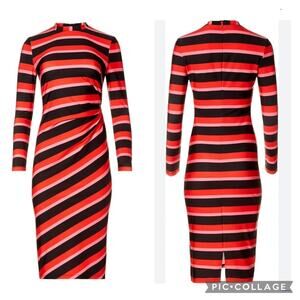 Jonathan Cohen Designer Striped Side Twist Contour Dress